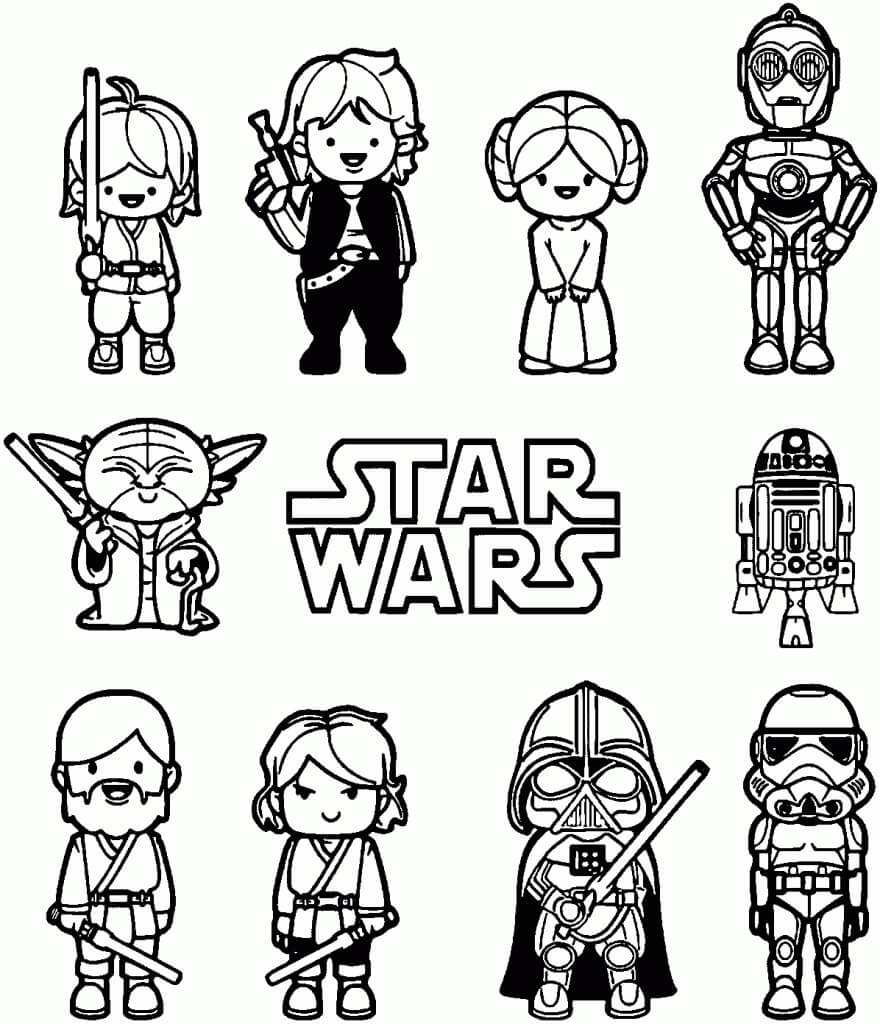 Chibi-karakterer fra Star Wars Tegninger til Farvelægning
