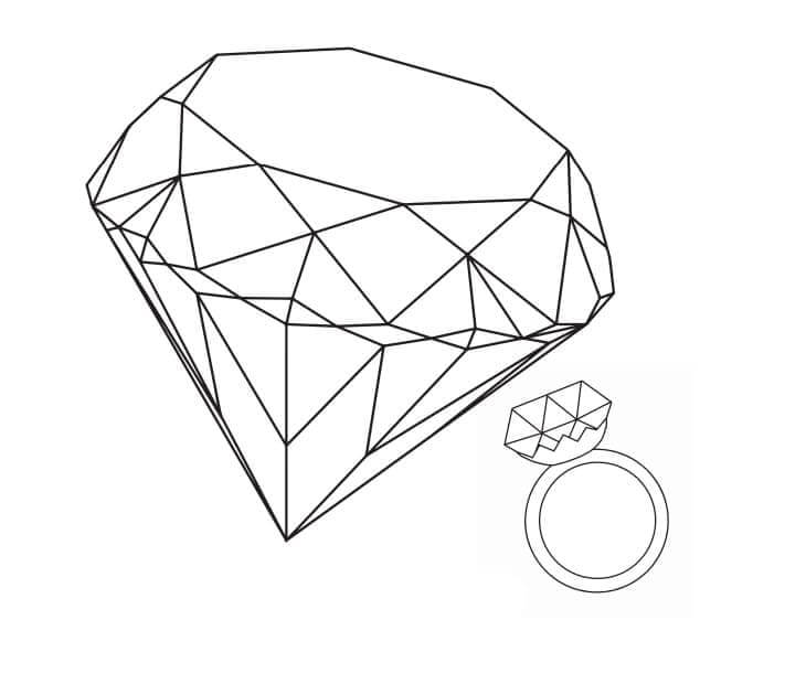 Diamant og diamantring Tegninger til Farvelægning