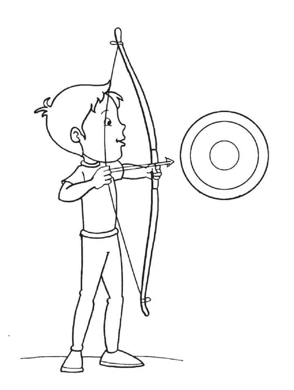 Dreng bueskydning og målet Tegninger til Farvelægning