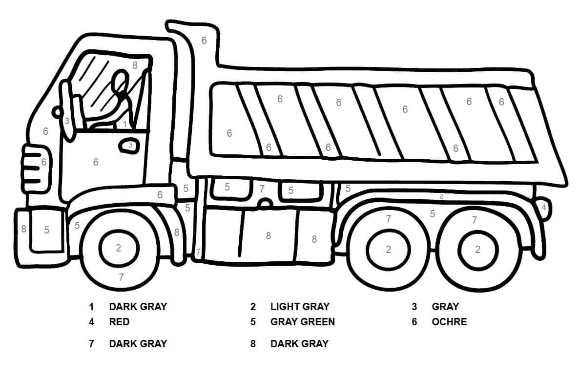 Dumb Truck farve efter nummer Tegninger til Farvelægning