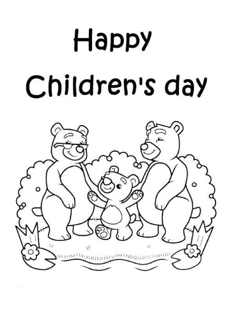 Familiebjørn i børns dag Tegninger til Farvelægning