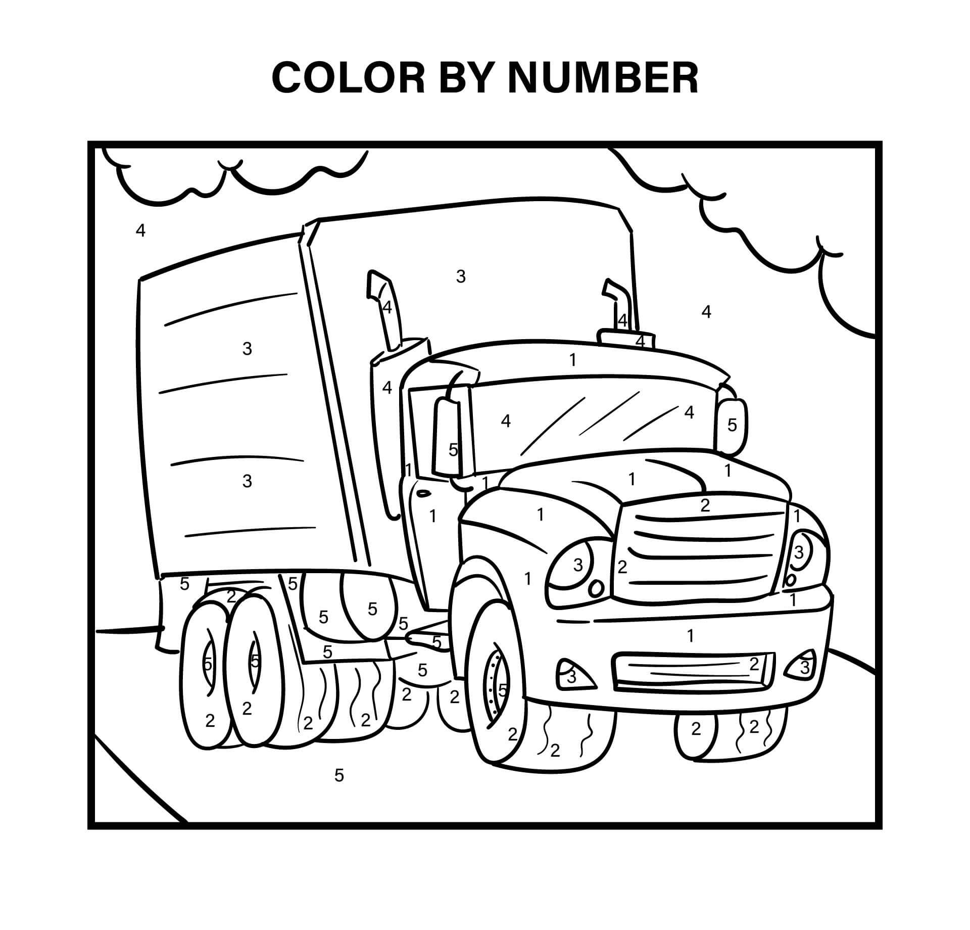 Fantastisk lastbil farve efter nummer Tegninger til Farvelægning
