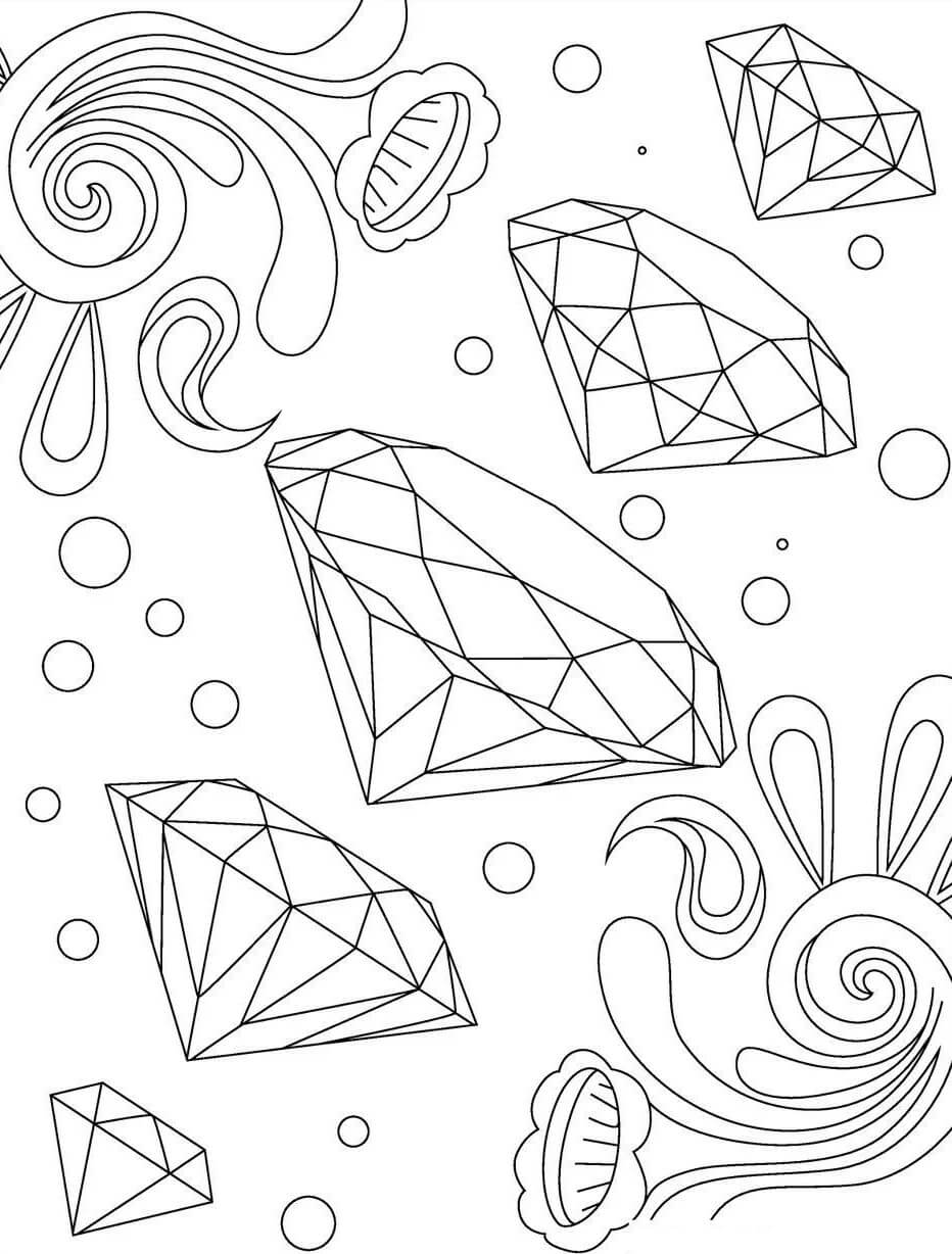 Fem diamanter Tegninger til Farvelægning