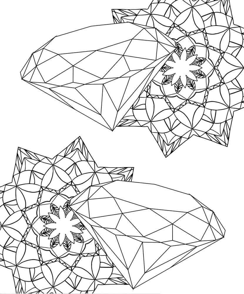Fire diamanter Tegninger til Farvelægning