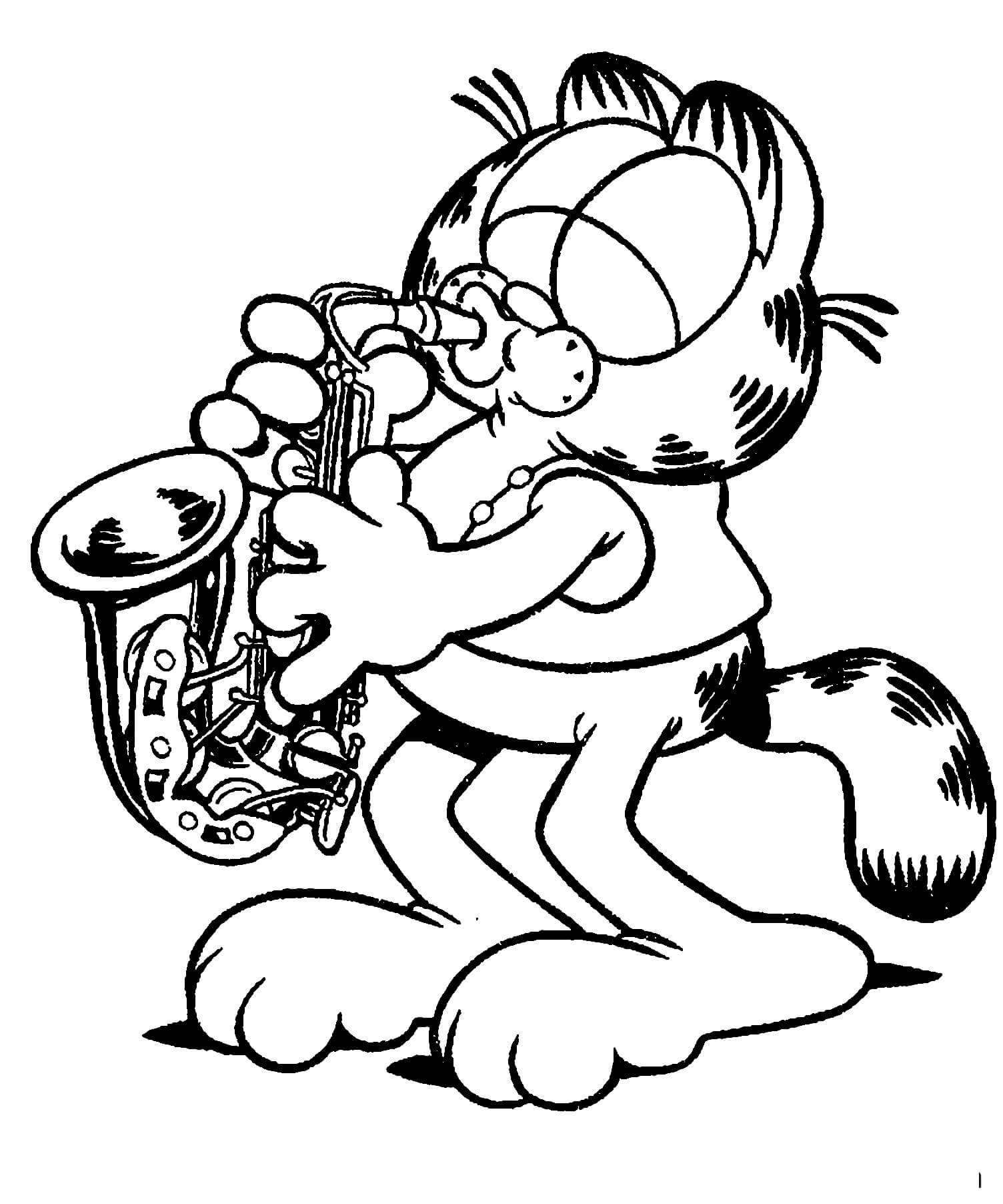 Garfield spiller saxofon Tegninger til Farvelægning