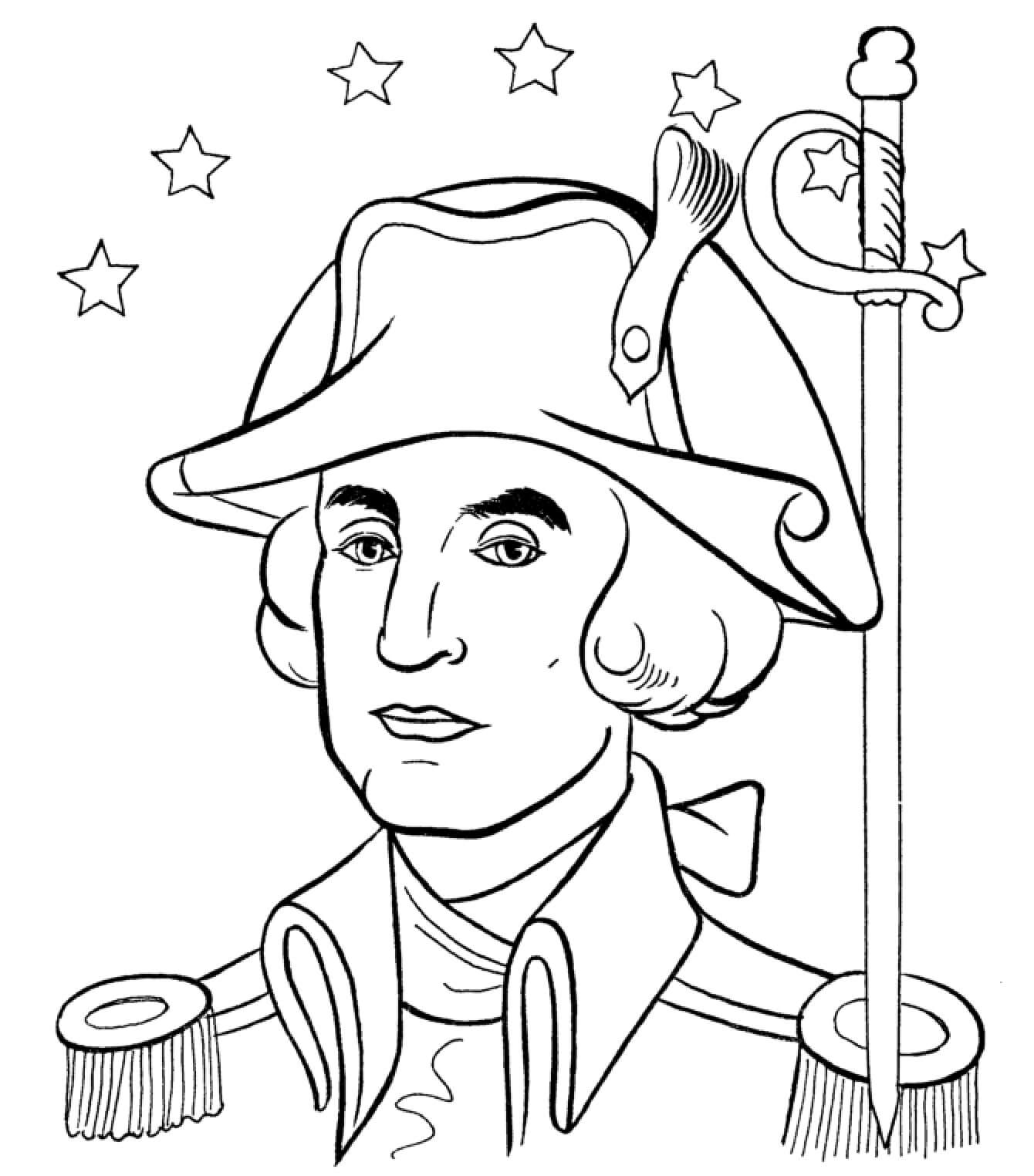 George Washington med sværd Tegninger til Farvelægning