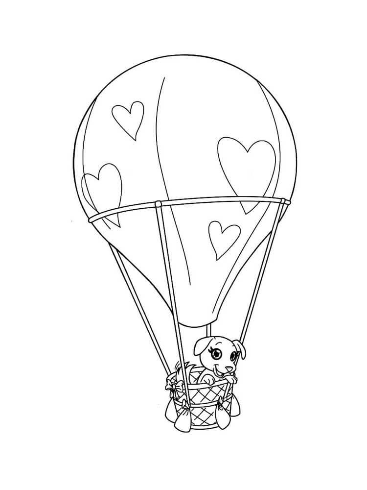 Gris I En Varmluftsballon Tegninger til Farvelægning