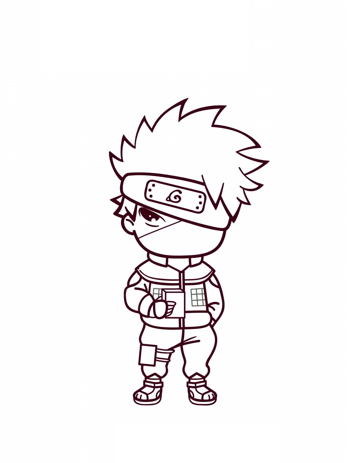 Grundlæggende Chibi Kakashi Tegninger til Farvelægning