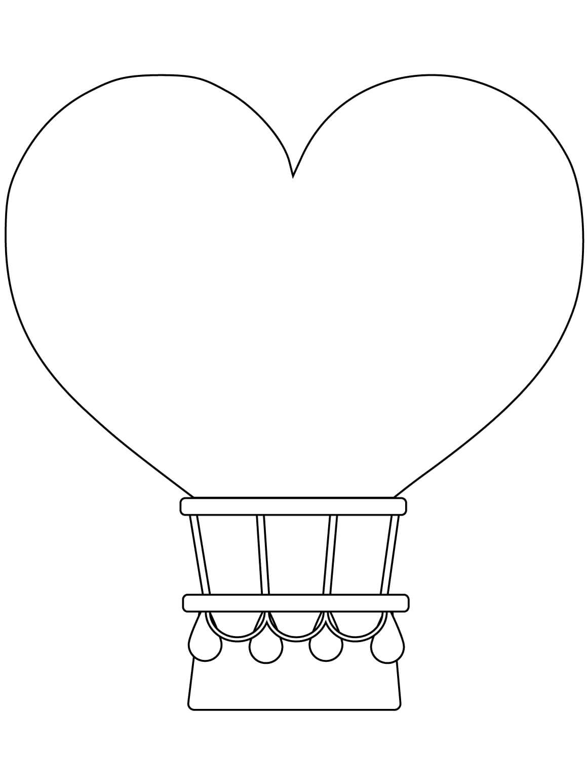 Hjerteformet Varmluftballon Tegninger til Farvelægning