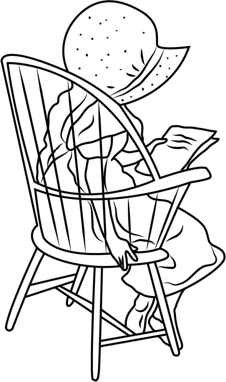 Holly Hobbie sidder på stolen Tegninger til Farvelægning