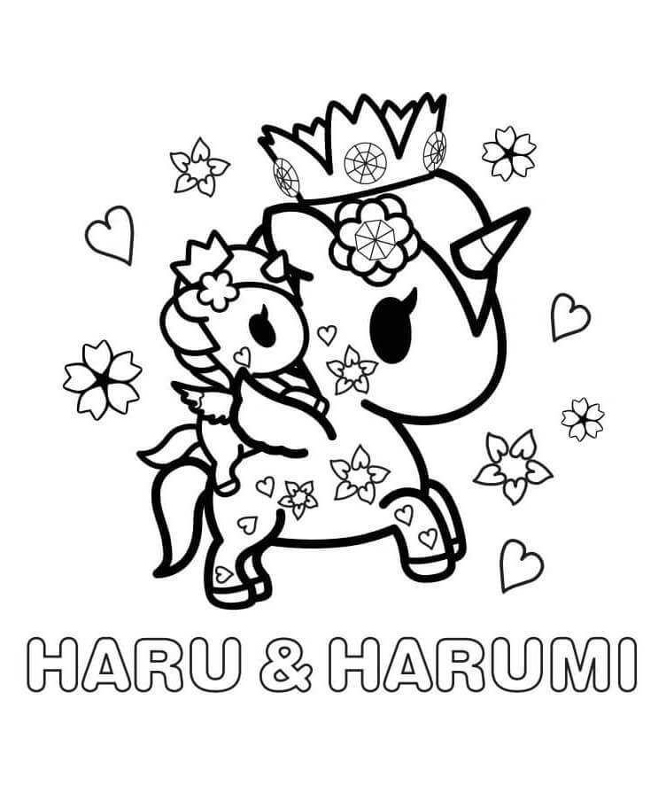 Kirsebærblomsten Haru og Harumi Tegninger til Farvelægning