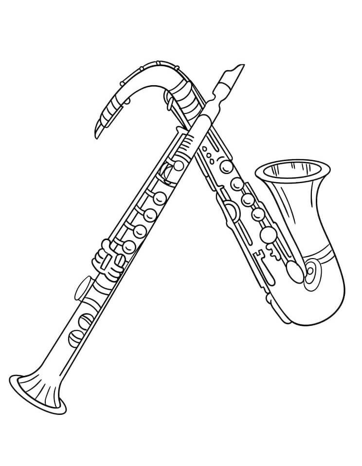 Klarinet og saxofon Tegninger til Farvelægning