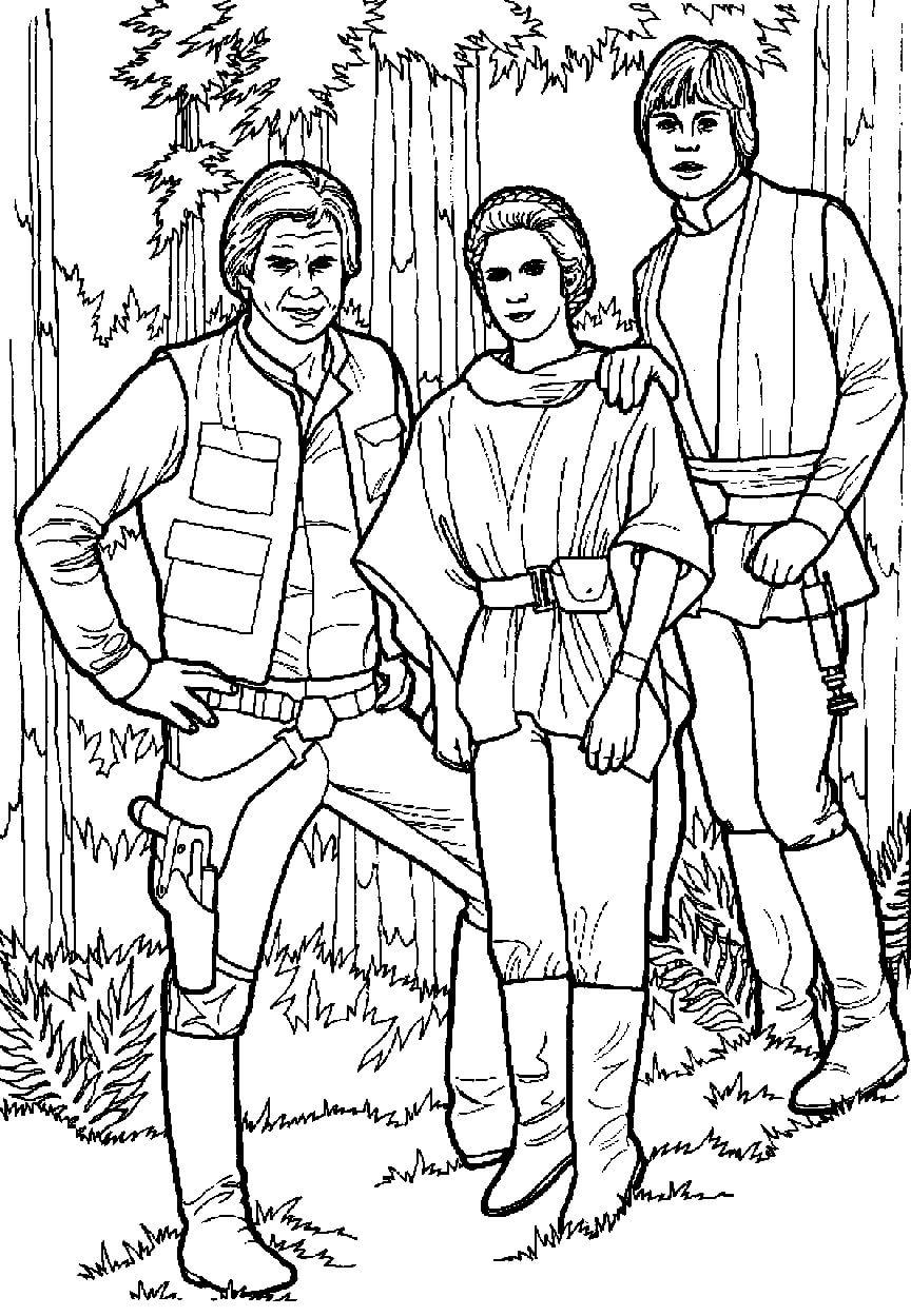 Luke Skywalker Og Venner Tegninger til Farvelægning