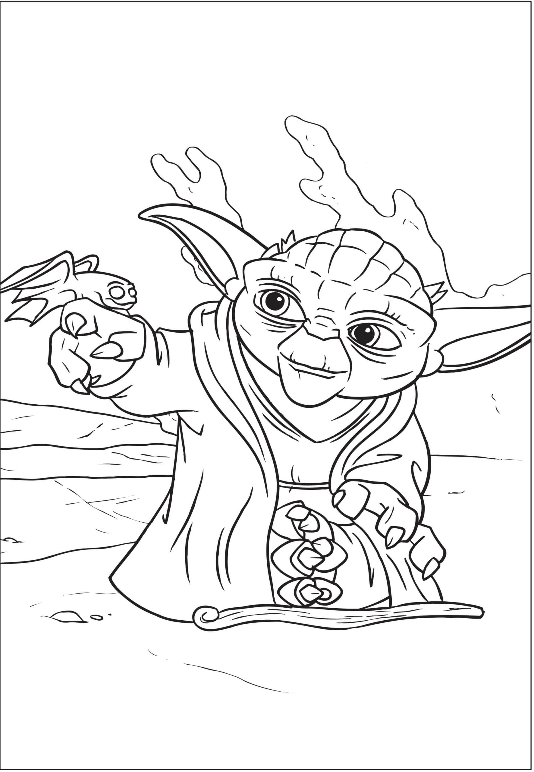 Mester Yoda Med Lille Drage Tegninger til Farvelægning