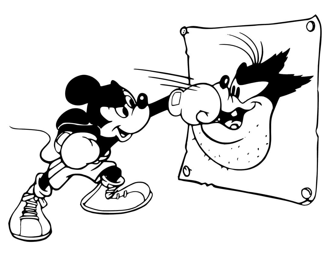 Mickey Mouse Boksning Tegninger til Farvelægning