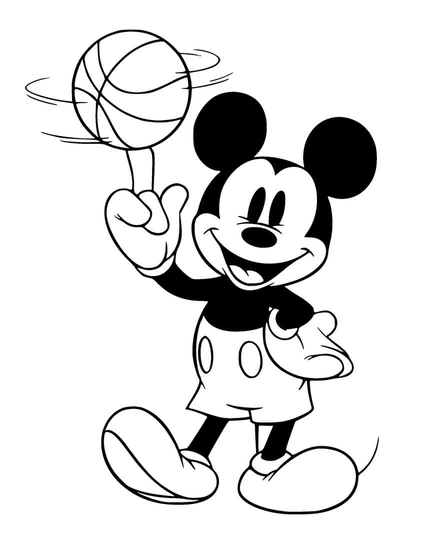 Mickey Mouse Holder Basketball Tegninger til Farvelægning