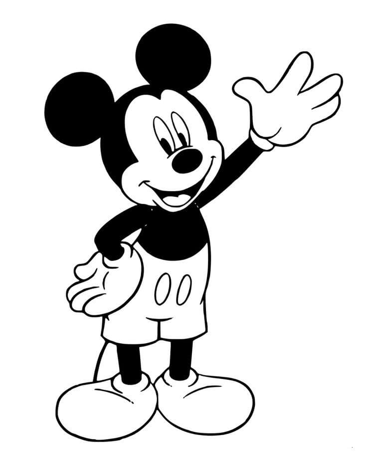 Mickey Mouse Sig Hej Tegninger til Farvelægning