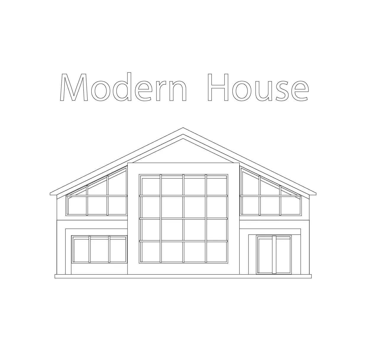 Moderne Hus Tegninger til Farvelægning