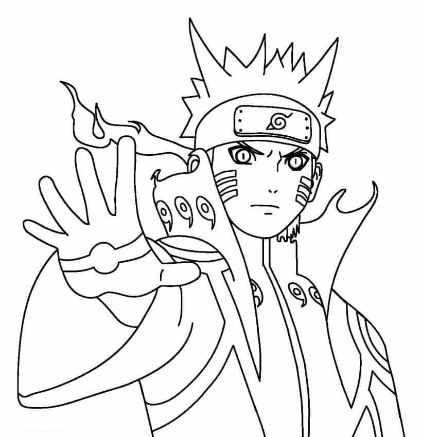 Naruto Med Kraften Fra De Seks Stier Tegninger til Farvelægning