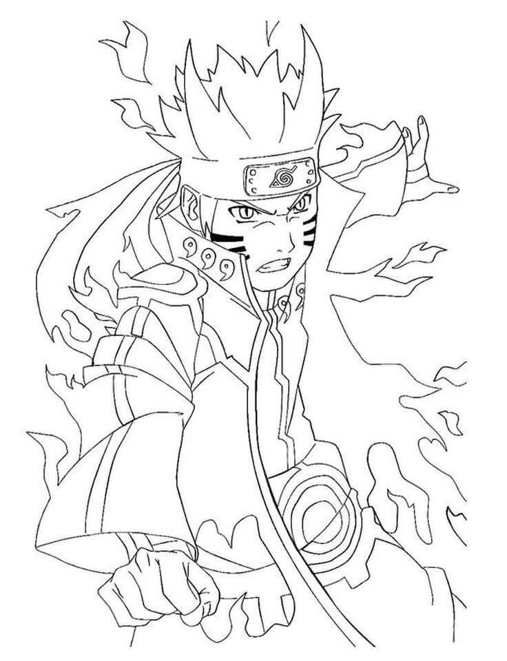 Naruto Med Ni-Haler Kraft Tegninger til Farvelægning