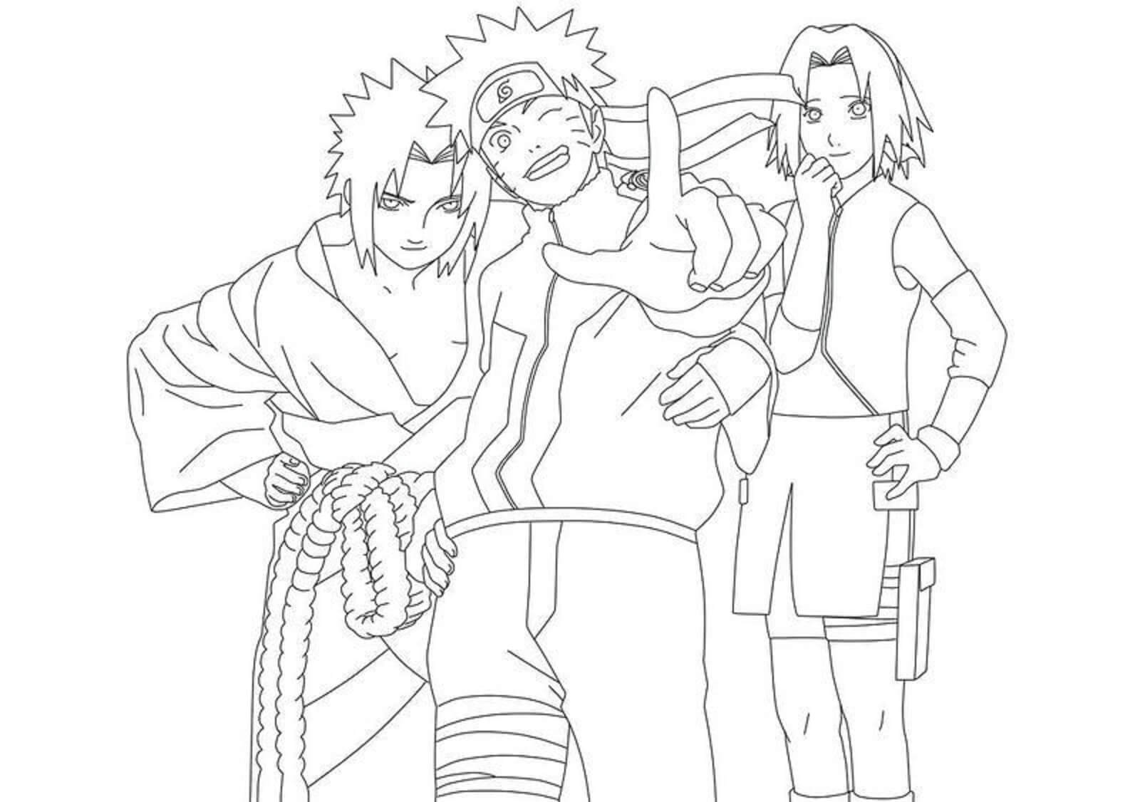 Naruto Og Venner Tegninger til Farvelægning