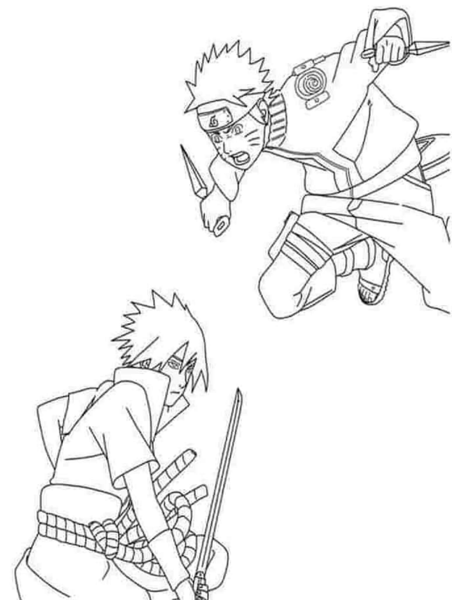 Naruto vs Sasuke Tegninger til Farvelægning