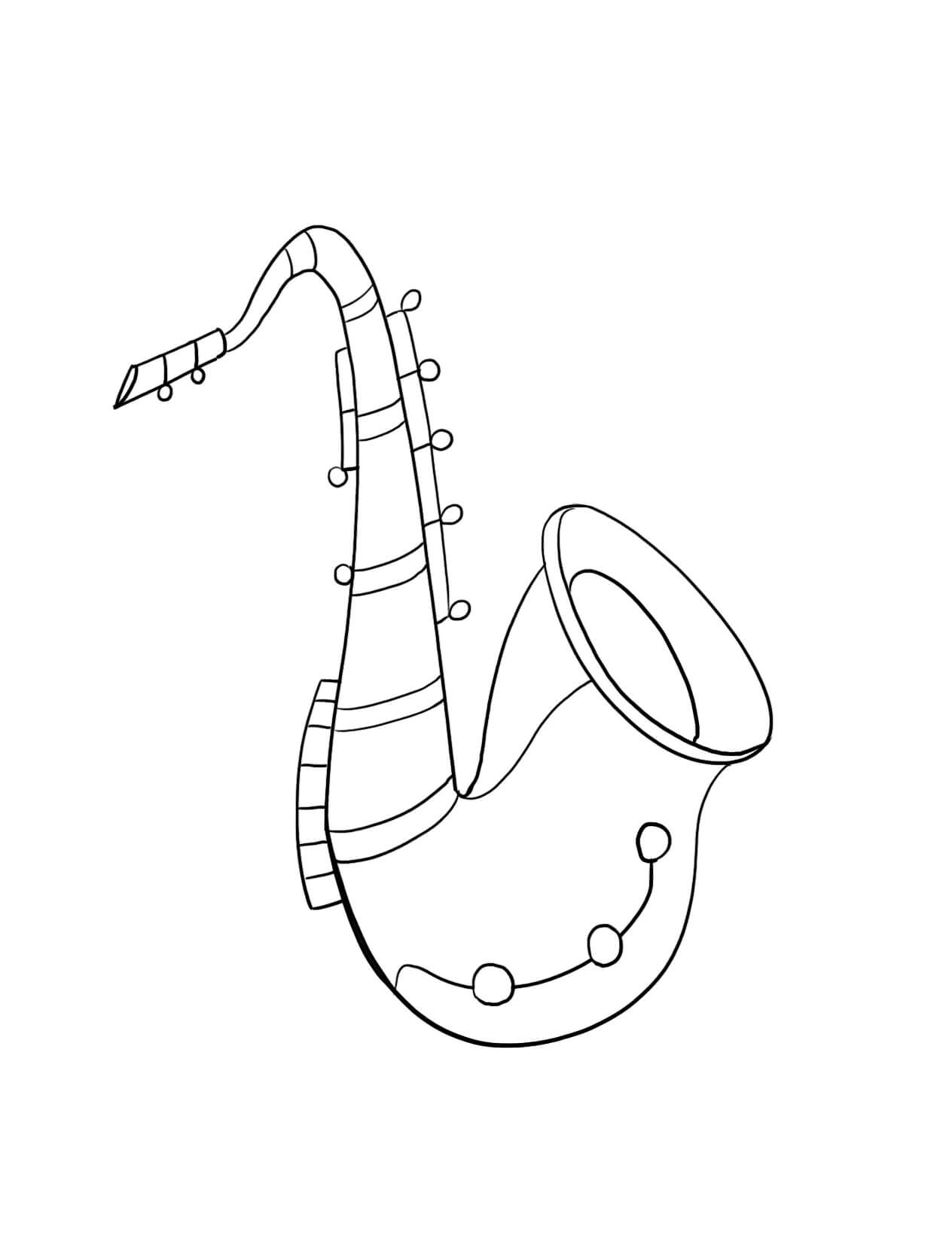 Printbar saxofon Tegninger til Farvelægning