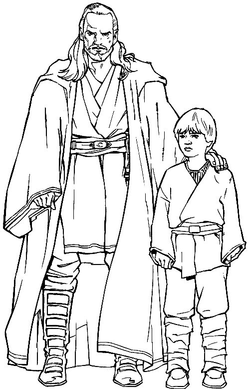 Qui-Gon Jinn og Little Luke Skywalker Tegninger til Farvelægning