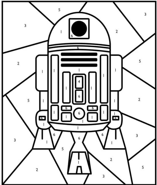R2-D2 Farve Efter Nummer Tegninger til Farvelægning