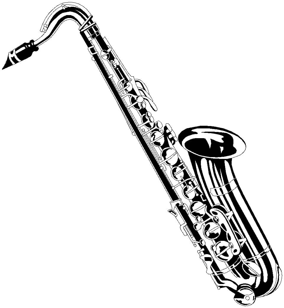 Realistisk saxofon Tegninger til Farvelægning