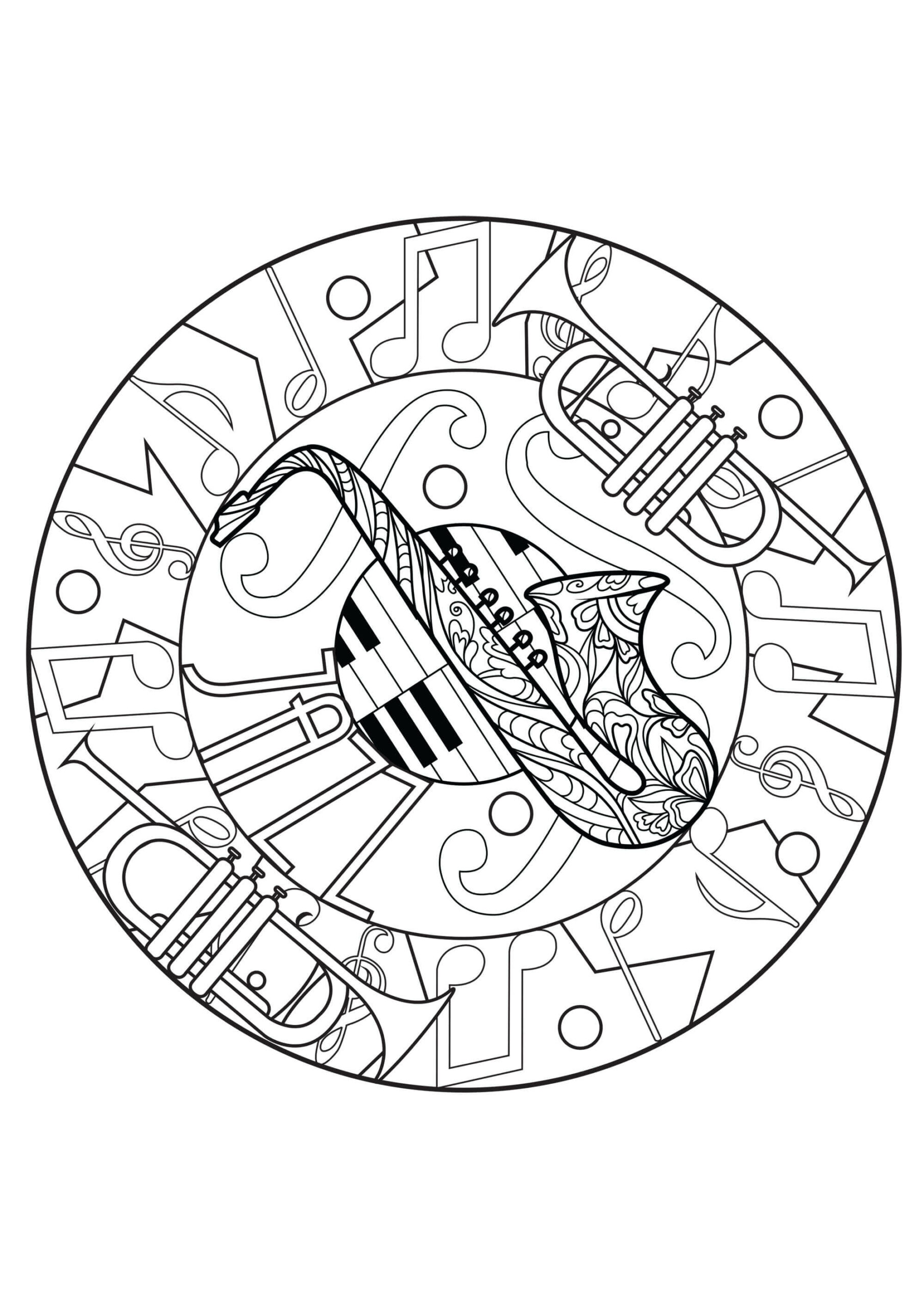 Saxofon er for voksne Tegninger til Farvelægning