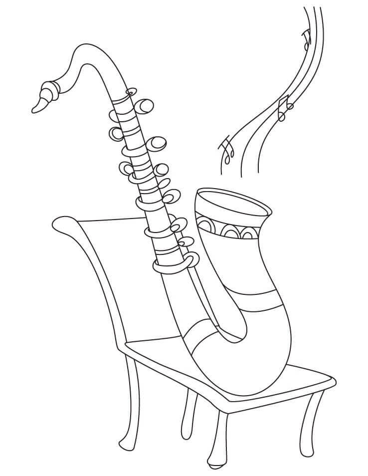 Saxofon i stolen Tegninger til Farvelægning