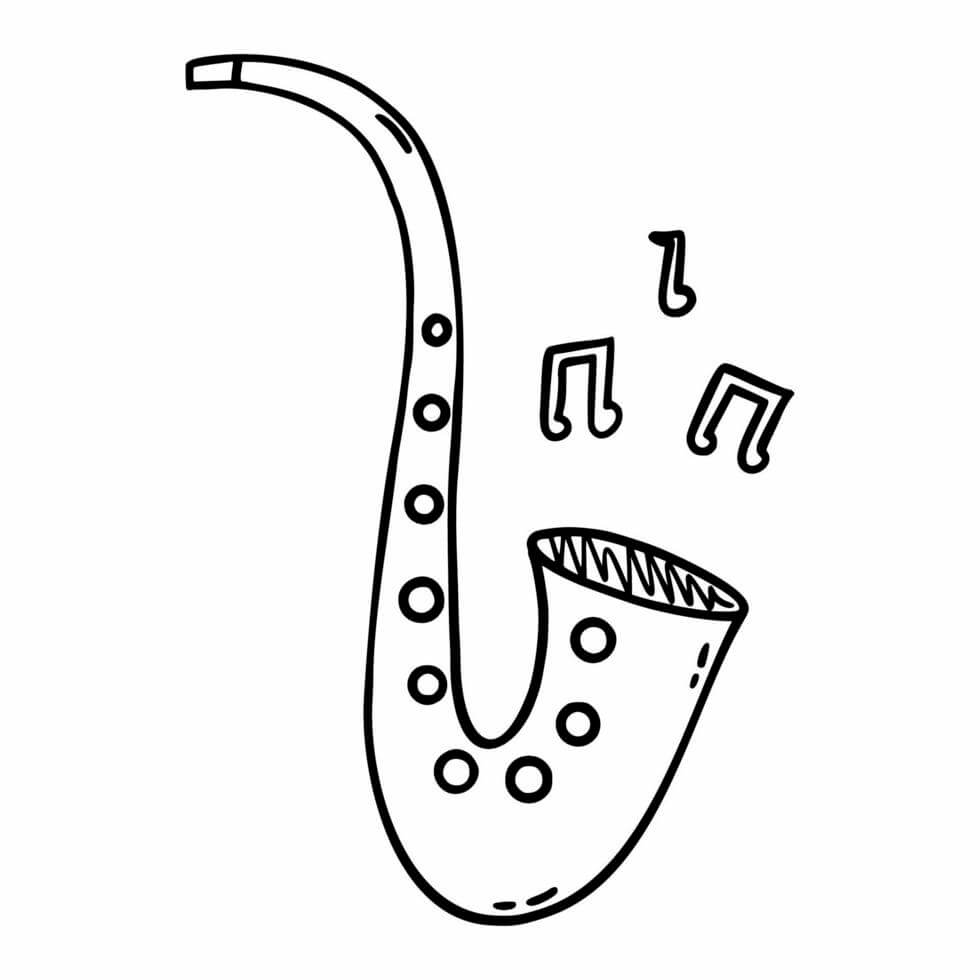 Saxofon og noder Tegninger til Farvelægning