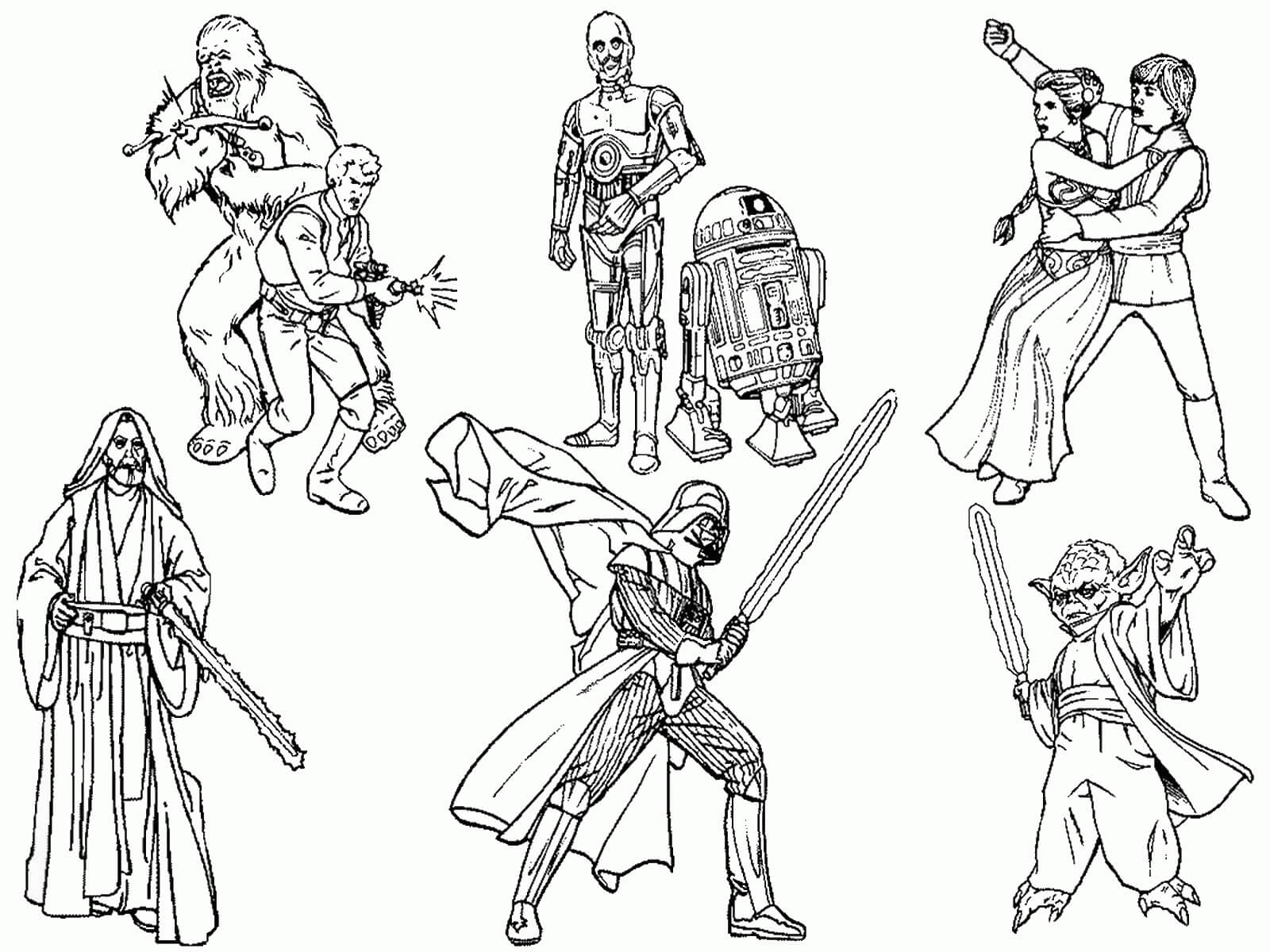 Seje Karakterer Fra Star Wars Tegninger til Farvelægning