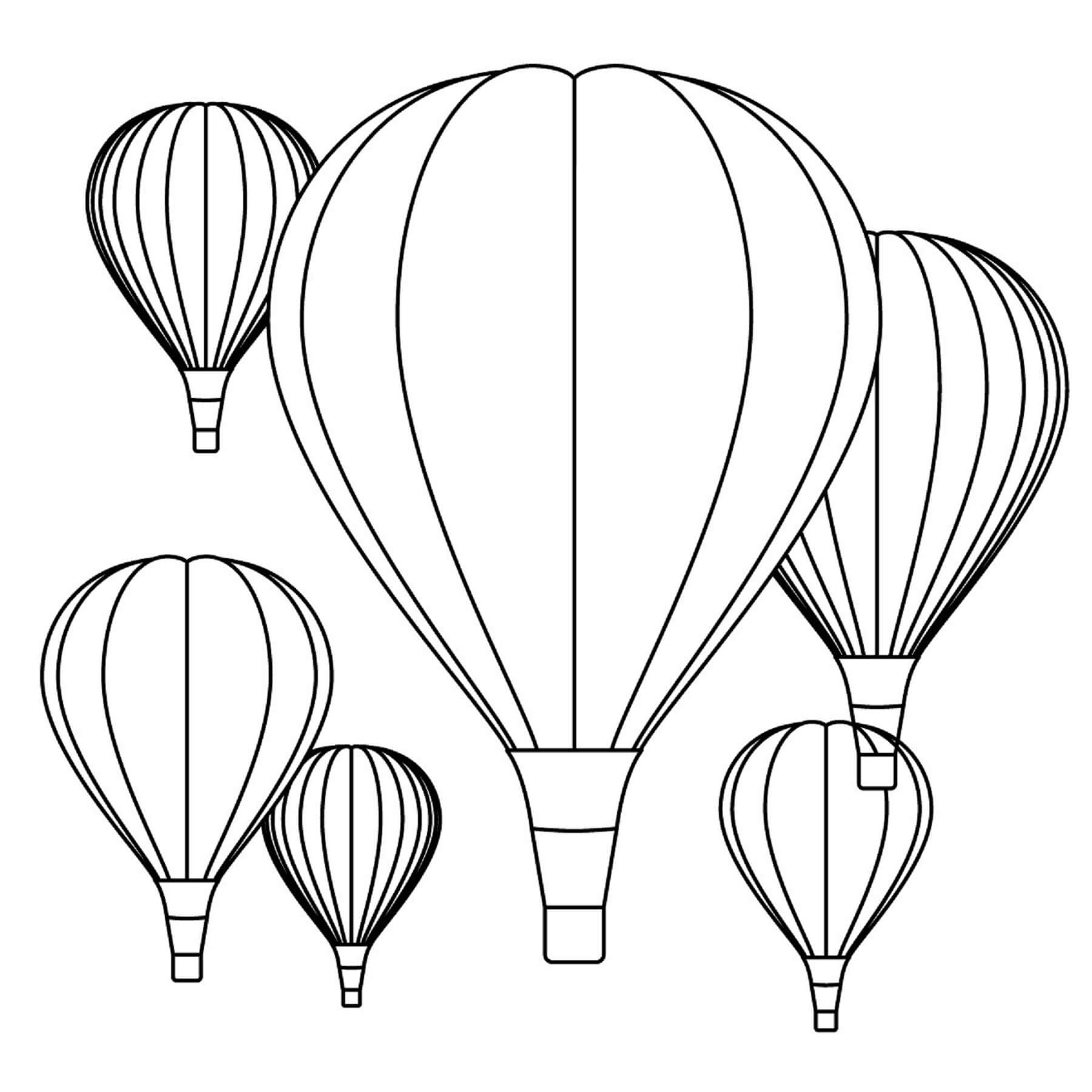 Seks Simple Varmluftsballoner Tegninger til Farvelægning