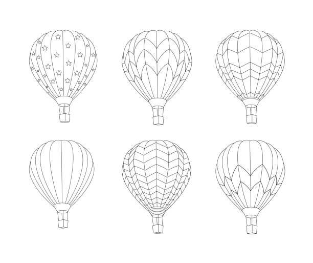 Seks Varmluftsballoner Tegninger til Farvelægning