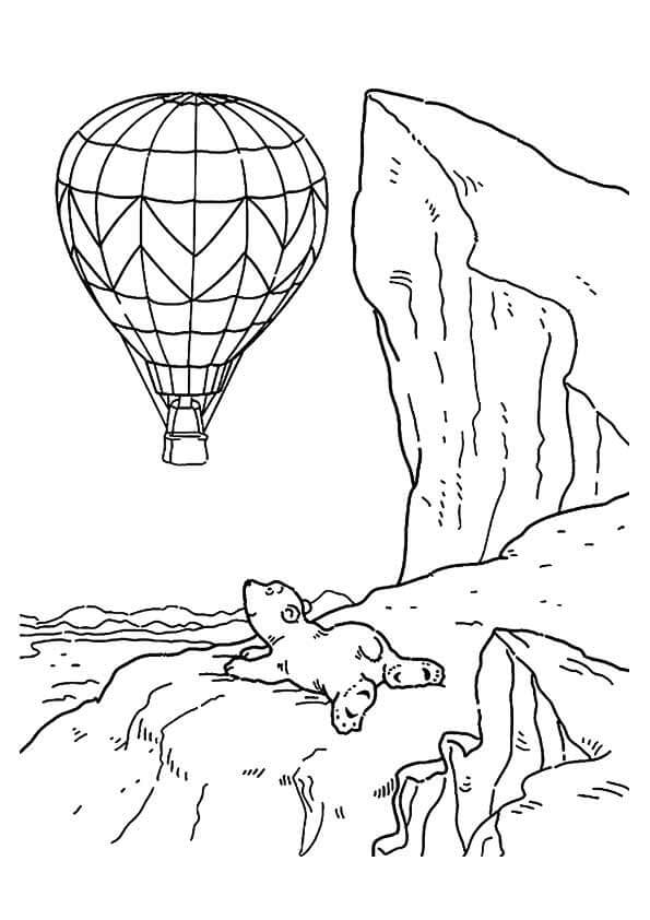 Ser En Polar Varmluftsballon Tegninger til Farvelægning