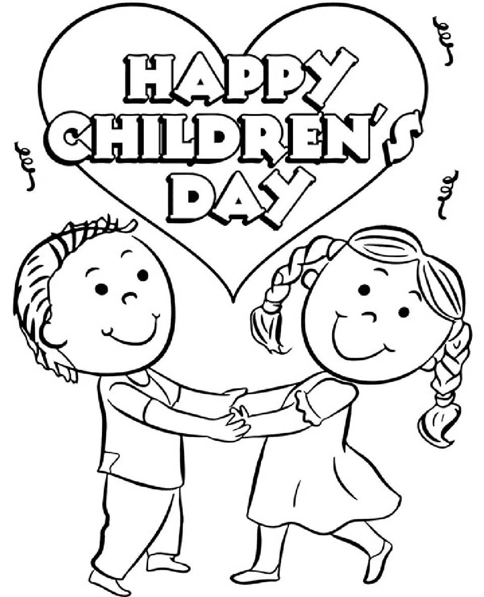 Simpel glædelig børns dag Tegninger til Farvelægning