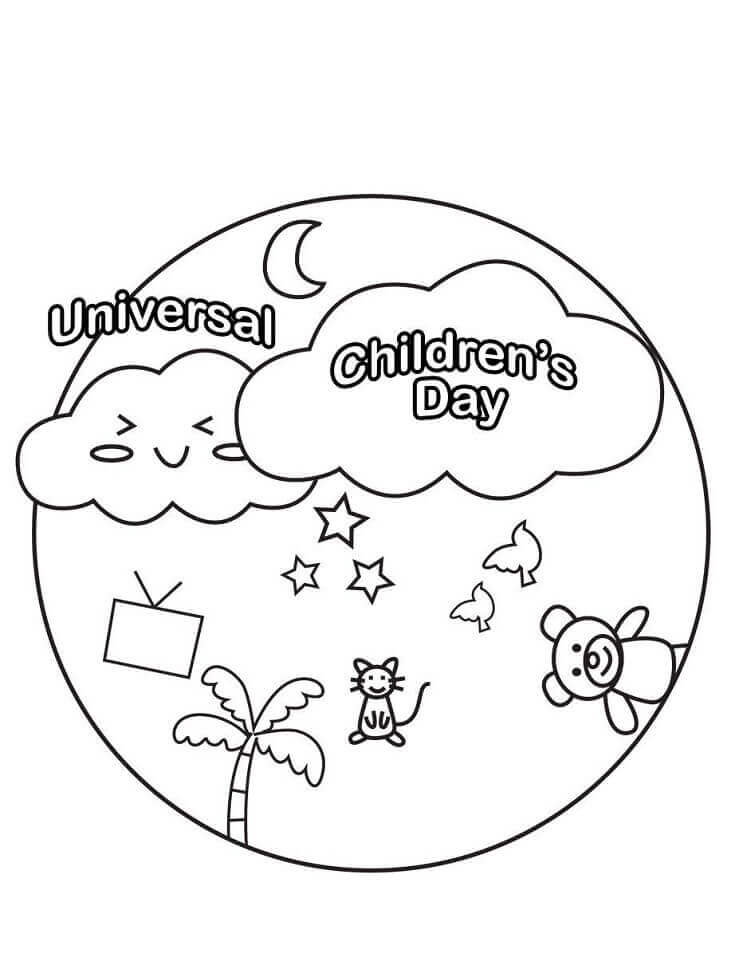 Simpel universel børnedag Tegninger til Farvelægning