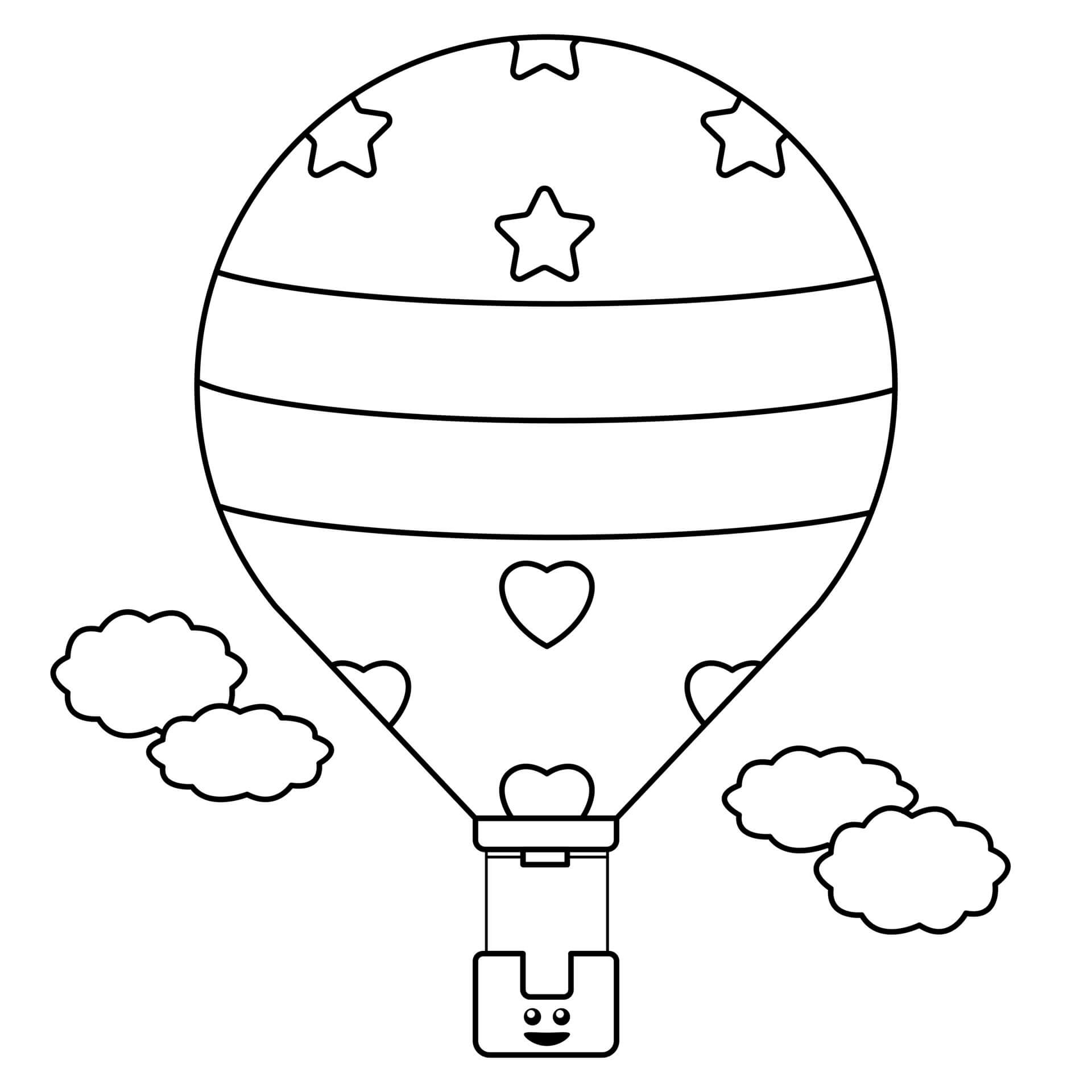 Sød Sjov Varmluftsballon Tegninger til Farvelægning