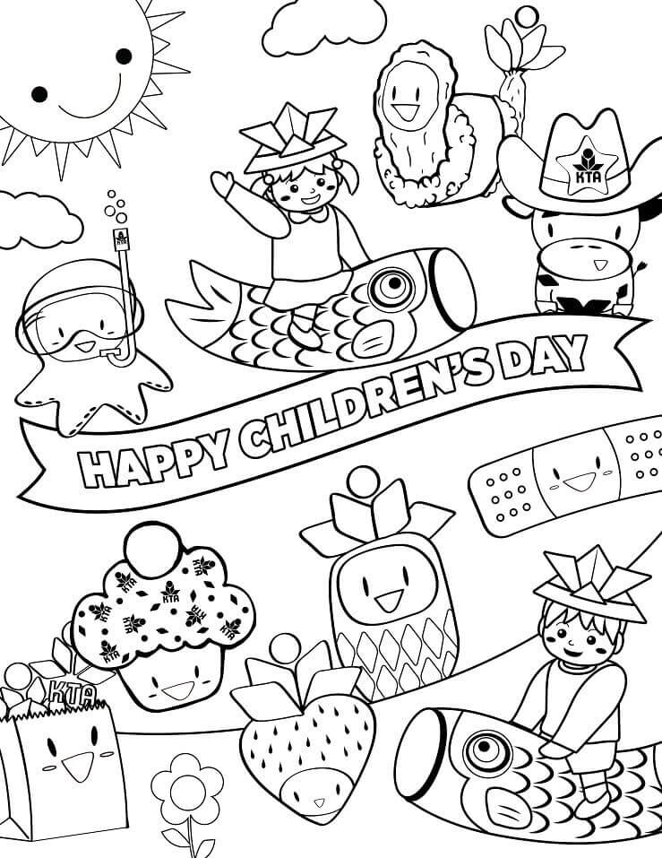 Søde glade børns dag Tegninger til Farvelægning