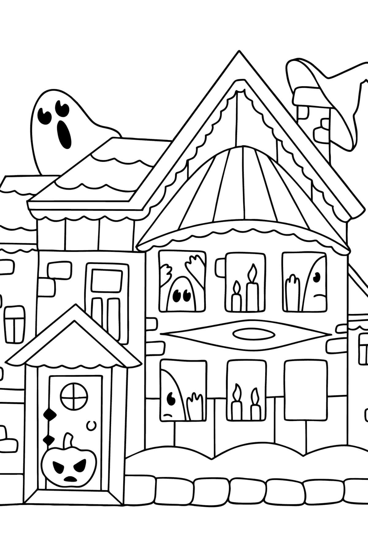 Spøgelseshus Med Spøgelser Tegninger til Farvelægning