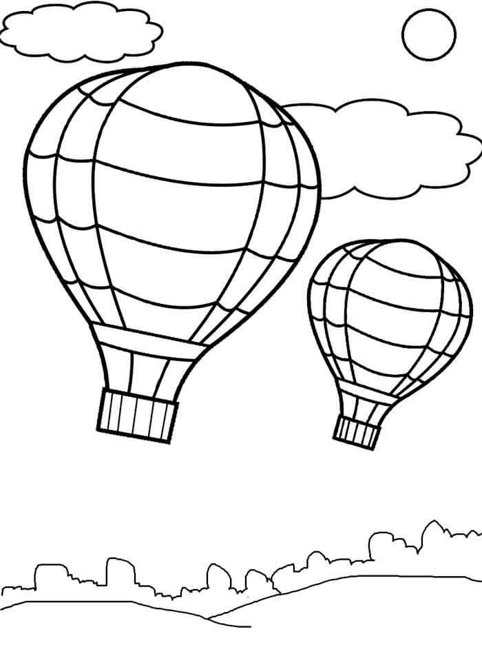 To Varmluftsballoner Tegninger til Farvelægning