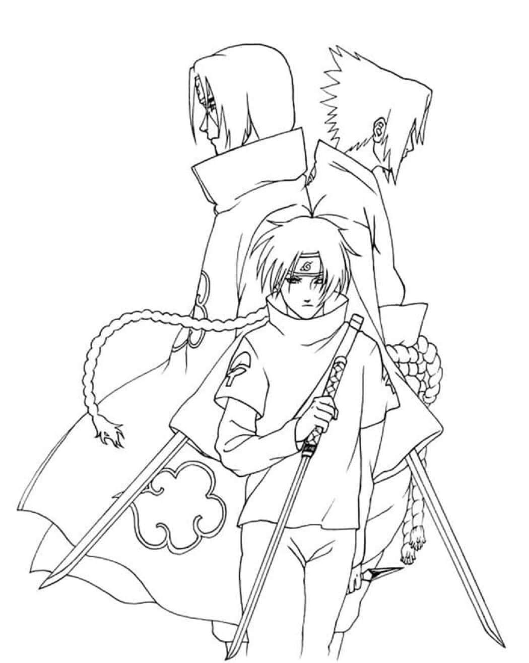 Uchiha Itachi Og Uchiha Sasuke Tegninger til Farvelægning