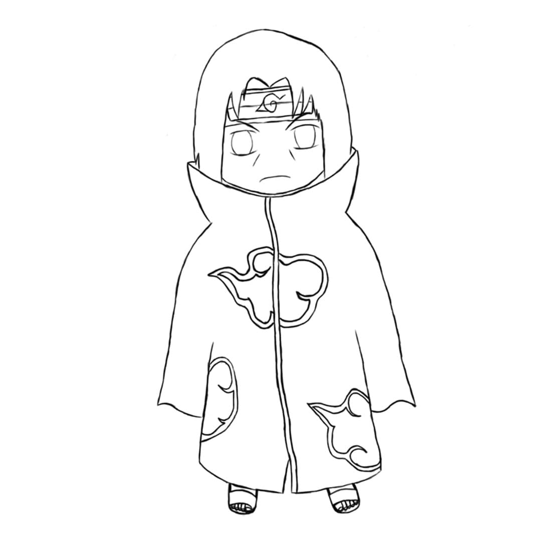 Cute Chibi Itachi Tegninger til Farvelægning