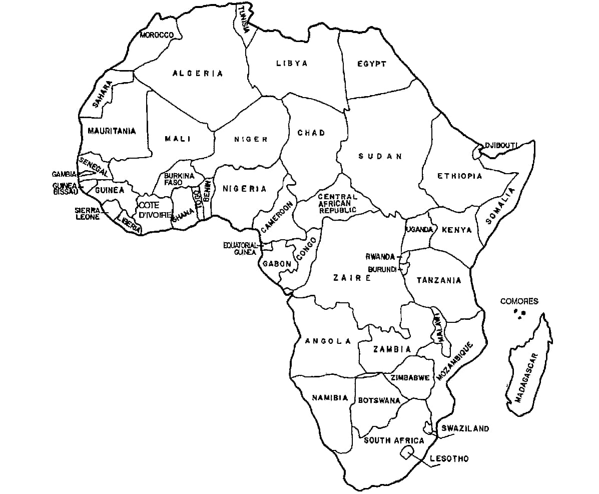 Afrika kort HD Tegninger til Farvelægning