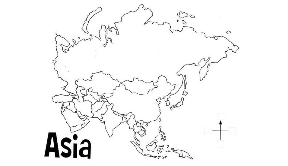 Asien kort for studerende Tegninger til Farvelægning