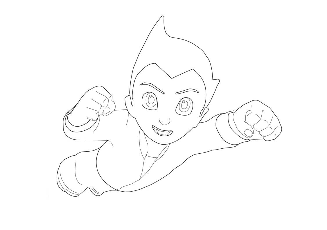 Astro Boy flyver Tegninger til Farvelægning