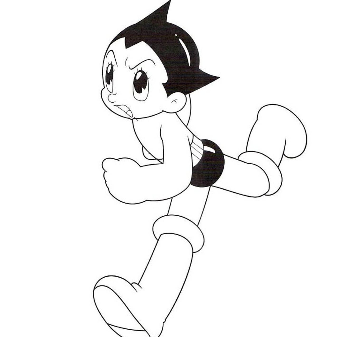 Astro Boy løber Tegninger til Farvelægning