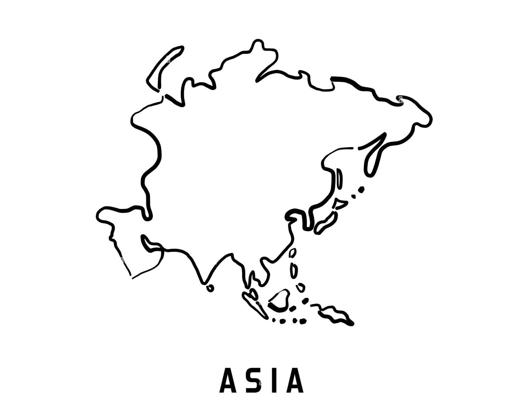 Blank Asien kort omrids Tegninger til Farvelægning